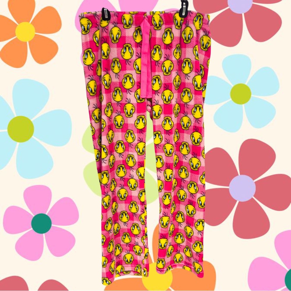 Looney Tunes pink Tweety Bird fleece pj pants